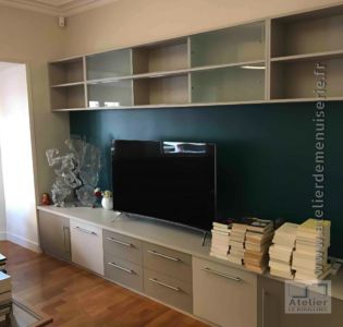 2016 12 BIBLIOTHÈQUE ET MEUBLE TV EN MÉLAMINÉ - RESULTAT
